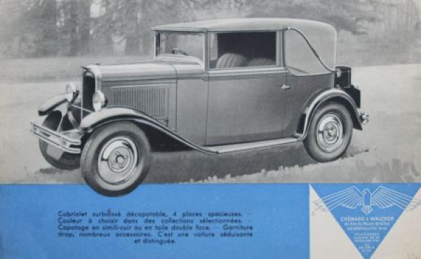 Chenard & Walcker 9 CV 4 Cylinder Modelprogram 1928 (7933)